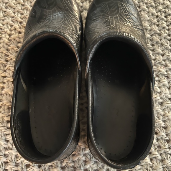 Black Paisley Print Dansko Clogs - Picture 3 of 6